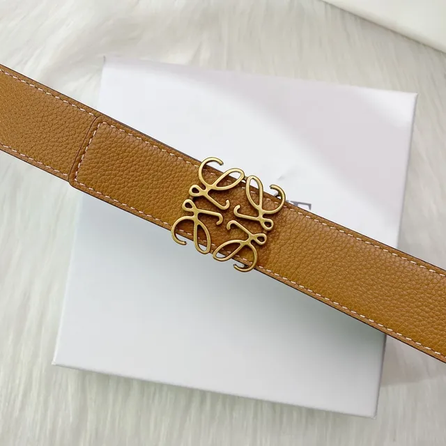 Loewe Anagram Belt Tan and Black Leather Belt 6