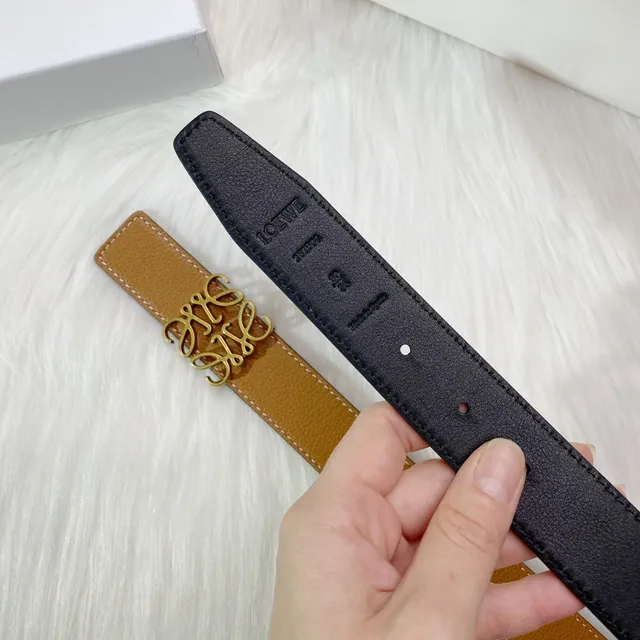 Loewe Anagram Belt Tan and Black Leather Belt 8
