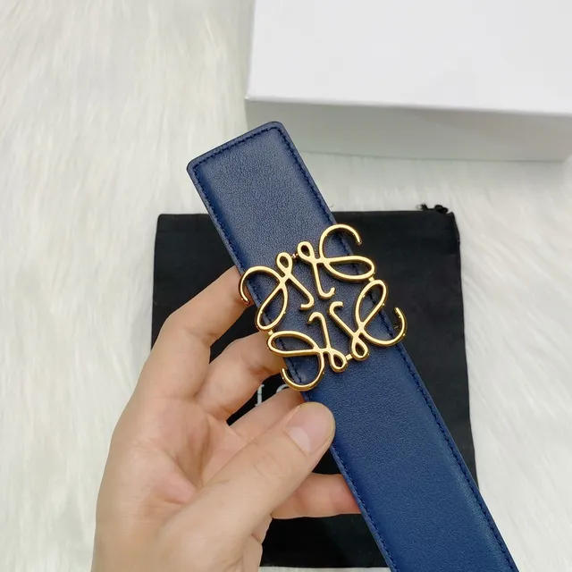 Loewe Anagram Marine Or Lisse Cuir pleine fleur Boucle Ceinture cuir 2