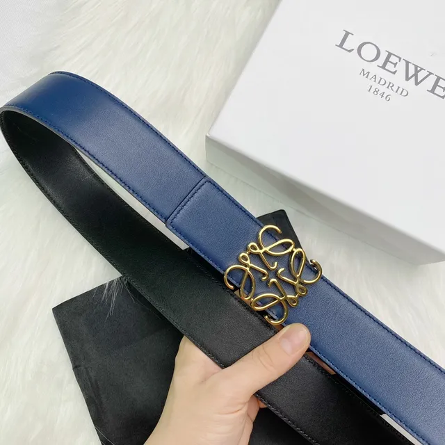 Loewe Anagram Marine Or Lisse Cuir pleine fleur Boucle Ceinture cuir 3