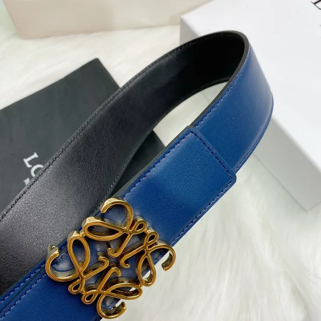 Loewe Anagram Marine Or Lisse Cuir pleine fleur Boucle Ceinture cuir 4