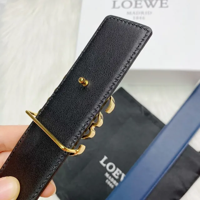 Loewe Anagram Marine Or Lisse Cuir pleine fleur Boucle Ceinture cuir 6