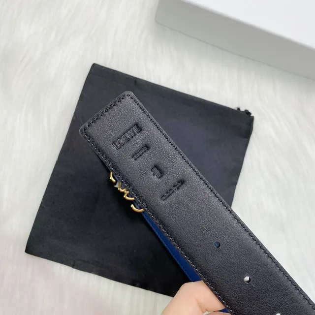 Loewe Anagram Marine Or Lisse Cuir pleine fleur Boucle Ceinture cuir 7