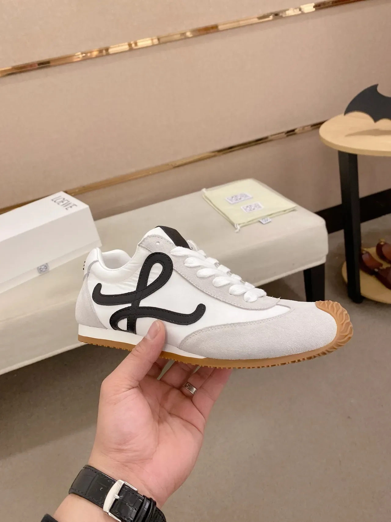 Loewe Flow Runner White Gray Black Anagram Lifestyle Sneakers 4