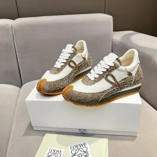 Loewe Flow Runner Woven Texture White Brown Orange Lifestyle Sneakers