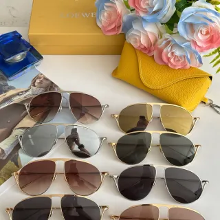 Loewe Gold Silver Aviator Silhouette Thin Metal Frame Sunglasses