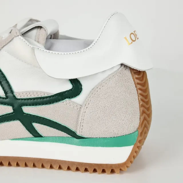 Loeve Blanc Vert Low-Top Runner Silhouette Daim et Textile Supérieur Lifestyle Sneakers 4