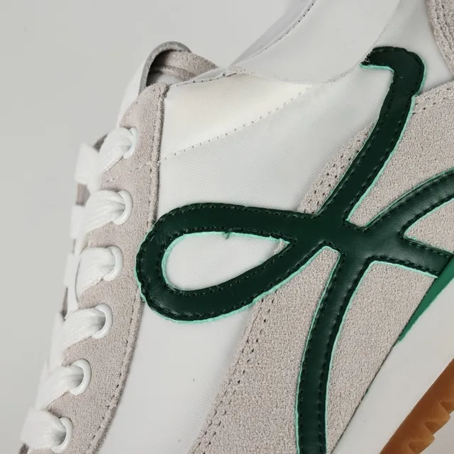 Loeve Blanc Vert Low-Top Runner Silhouette Daim et Textile Supérieur Lifestyle Sneakers 6