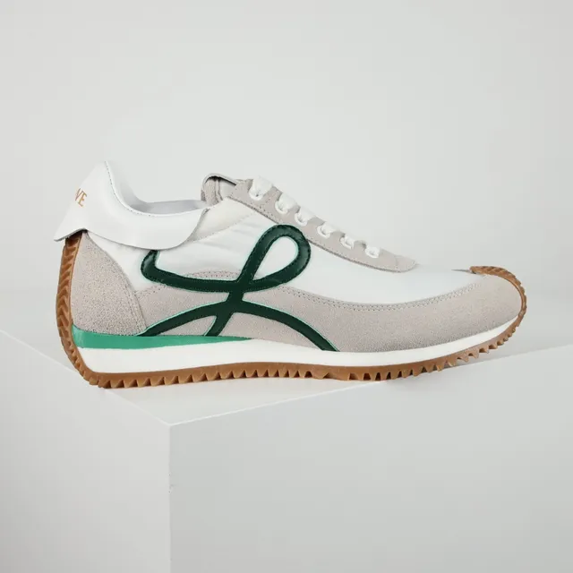 Loeve Blanc Vert Low-Top Runner Silhouette Daim et Textile Supérieur Lifestyle Sneakers 7