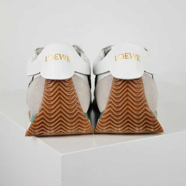 Loeve Blanc Vert Low-Top Runner Silhouette Daim et Textile Supérieur Lifestyle Sneakers 8