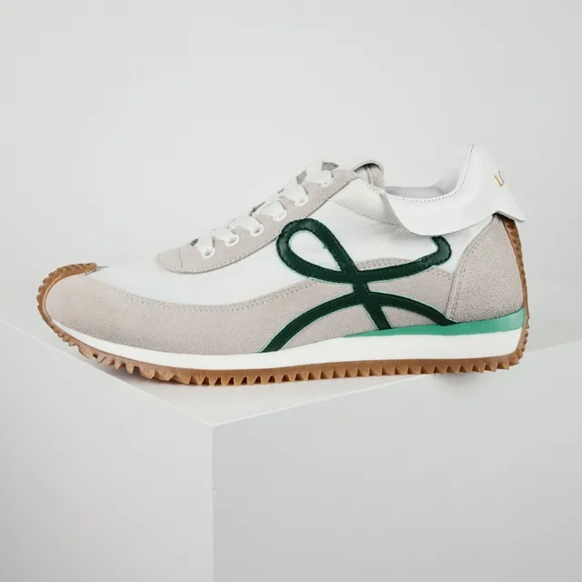 Loeve Blanc Vert Low-Top Runner Silhouette Daim et Textile Supérieur Lifestyle Sneakers 9