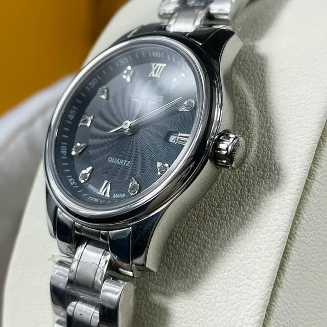 Longines Black Silver Guilloché Sunray Dial Diamond Hour Markers Quartz Watch 6