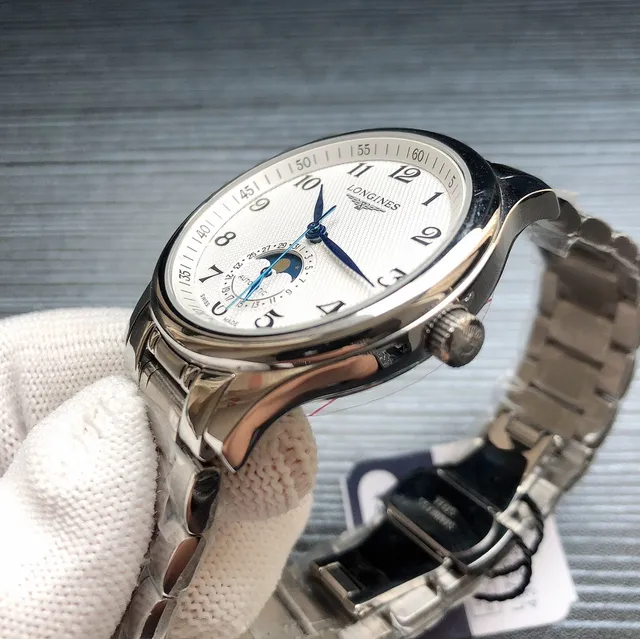 Longines Master Collection Silver Dial Brown Leather Mechanical Watch 6