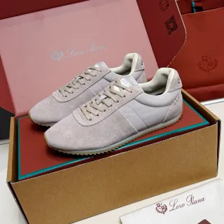 Loro Piana Beige Suede and Textile Low-Top Lifestyle Sneakers