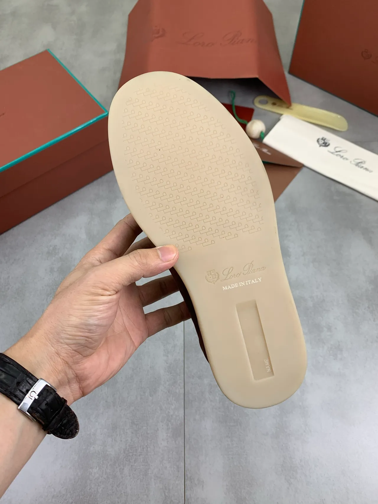 Loro Piana Marron Beige Daim Haut Col Tricoté Côtelé Chaussures Casual 3