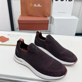 Loro Piana Knit Slip-On Burgundy Lifestyle Sneakers