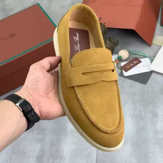 Loro Piana Penny Loafer Beige White Suede Upper Strap Loafer