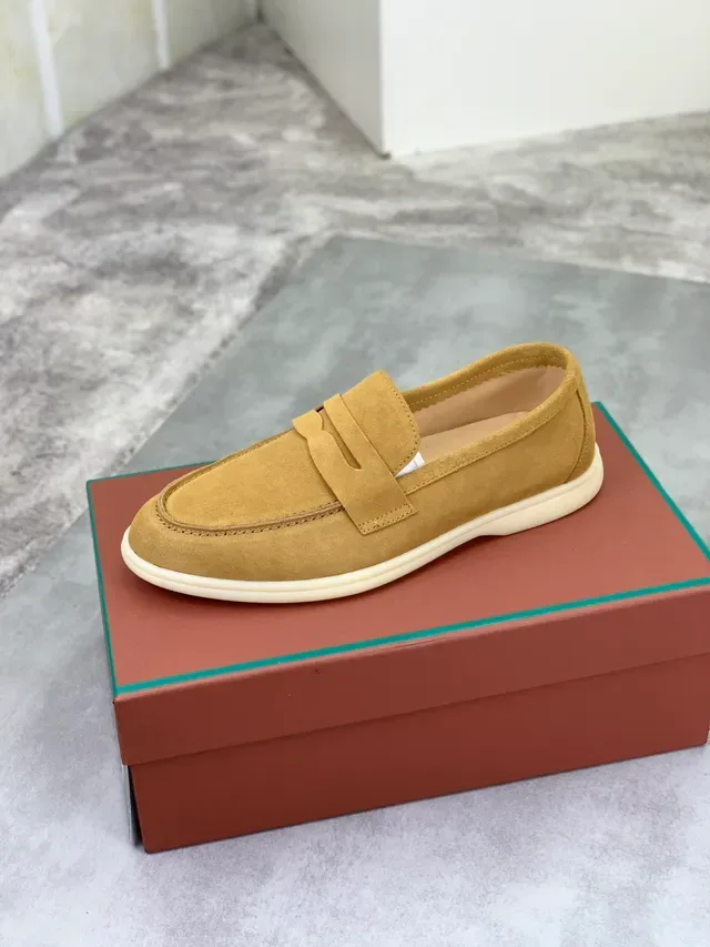 Loro Piana Penny Loafer Beige White Suede Upper Strap Loafer 4