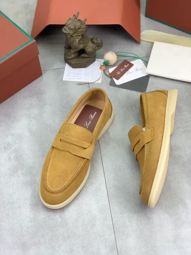Loro Piana Penny Loafer Beige White Suede Upper Strap Loafer 5