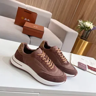 Loro Piana Summer Walk Brown Suede-Nylon Lifestyle Sneakers