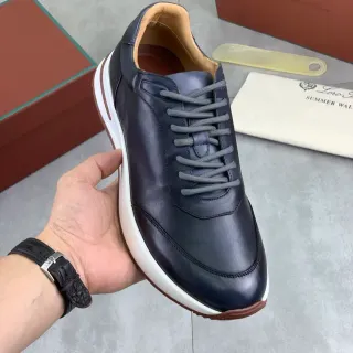 Loro Piana Summer Walk Navy Leather Lifestyle Sneakers