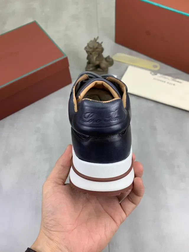 Loro Piana Summer Walk Navy Leather Lifestyle Sneakers 3