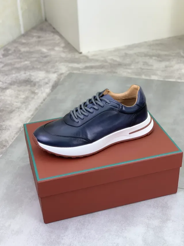 Loro Piana Summer Walk Navy Leather Lifestyle Sneakers 4