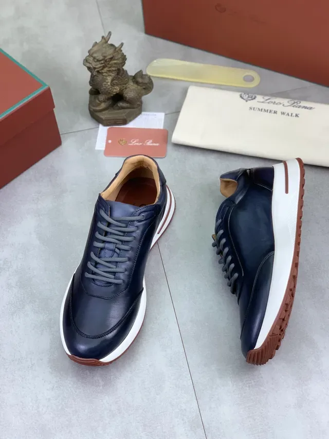 Loro Piana Summer Walk Navy Leather Lifestyle Sneakers 5