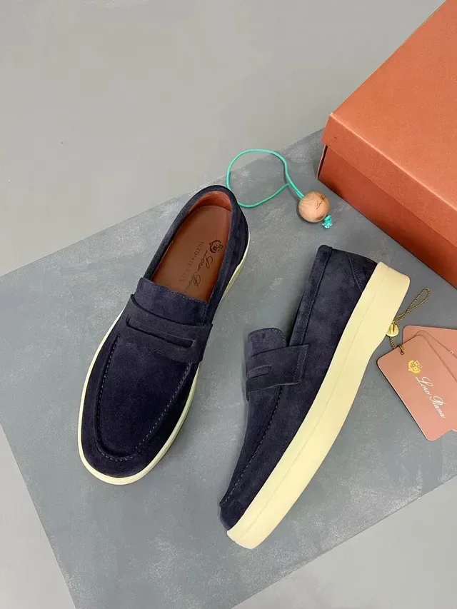 Loro Piana Ultimate Walk Mocassins Navy en Daim 2