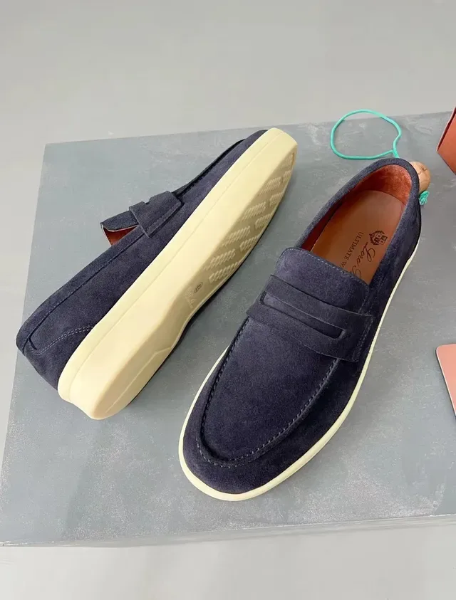 Loro Piana Ultimate Walk Mocassins Navy en Daim 4