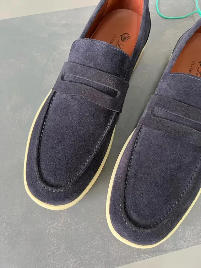 Loro Piana Ultimate Walk Mocassins Navy en Daim 6