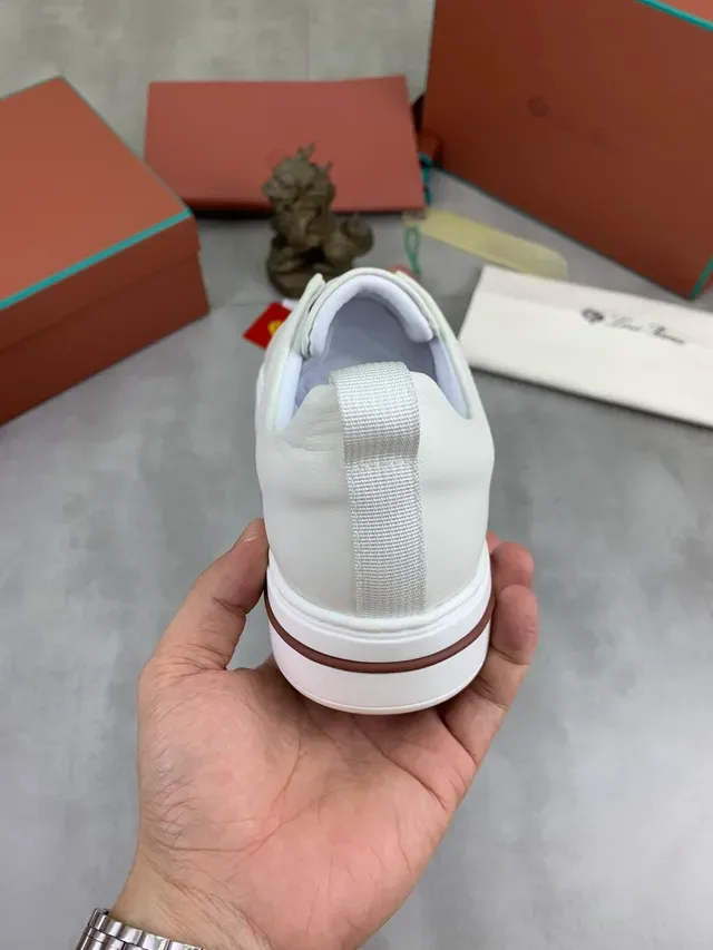 Loro Piana White Leather Laceless Slip-On Sneaker 3