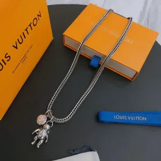 Louis Vuitton Astronaut Pendant Braided Chain Necklace