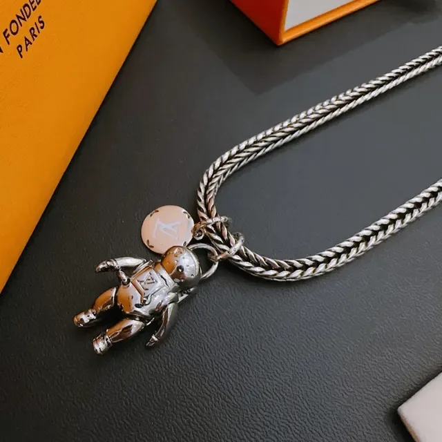 Louis Vuitton Astronaut Pendant Braided Chain Necklace 5