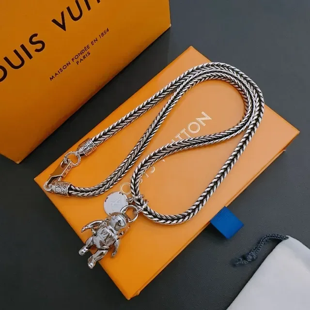 Louis Vuitton Astronaut Pendant Braided Chain Necklace 8