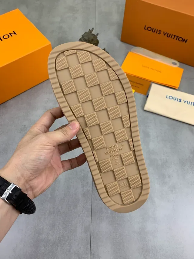 Louis Vuitton Beige Suede T-Strap Perforated Mule Casual Shoe 2