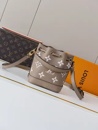 Louis Vuitton Beige White Drawstring-Top Monogram-Print Bucket Bag 2