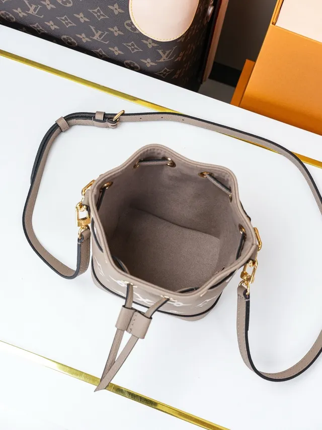Louis Vuitton Beige White Drawstring-Top Monogram-Print Bucket Bag 3