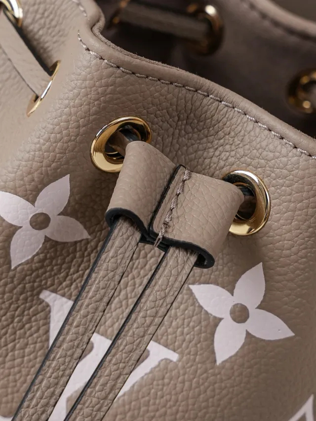 Louis Vuitton Beige White Drawstring-Top Monogram-Print Bucket Bag 4
