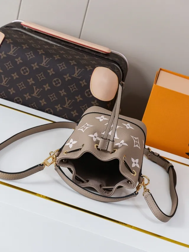 Louis Vuitton Beige White Drawstring-Top Monogram-Print Bucket Bag 5