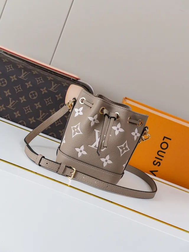 Louis Vuitton Beige White Drawstring-Top Monogram-Print Bucket Bag 7
