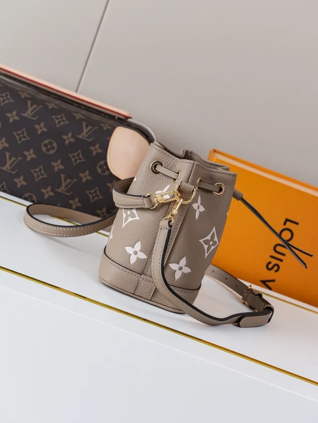 Louis Vuitton Beige White Drawstring-Top Monogram-Print Bucket Bag 8