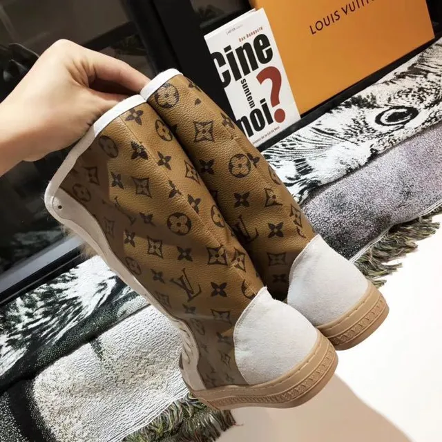 Louis Vuitton Beige White Monogram Canvas Side Stripe Snow Boots 3