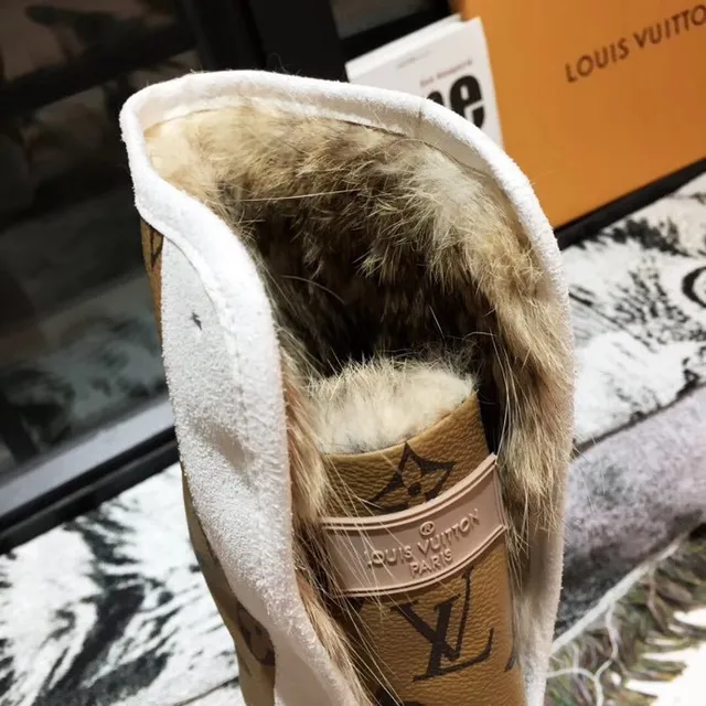 Louis Vuitton Beige White Monogram Canvas Side Stripe Snow Boots 5
