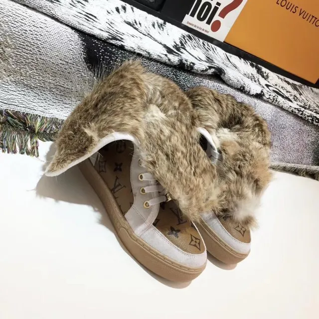 Louis Vuitton Beige White Monogram Canvas Side Stripe Snow Boots 9