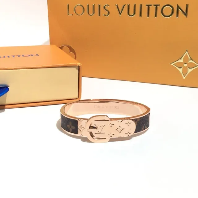 Louis Vuitton Belt Bracelet Monogram Canvas Hinged Bangle Bracelet 3