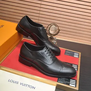 Louis Vuitton Black Cap-Toe Brogue Oxford Shoes