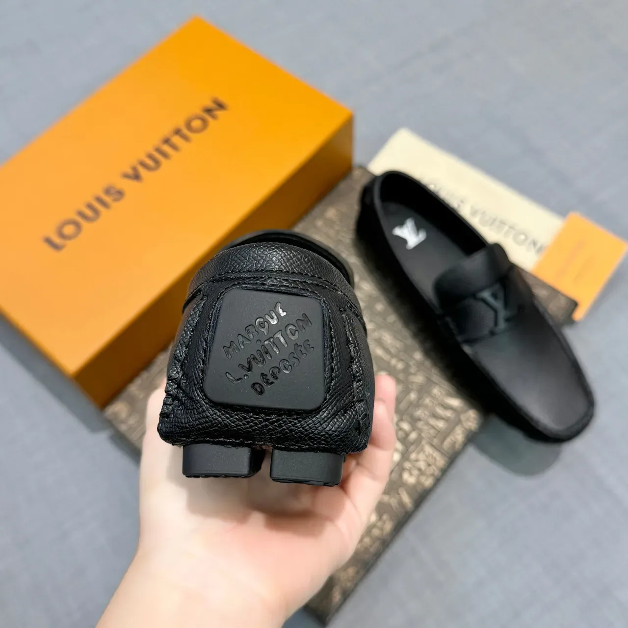 Louis Vuitton Black Leather LV Buckle Loafer 4