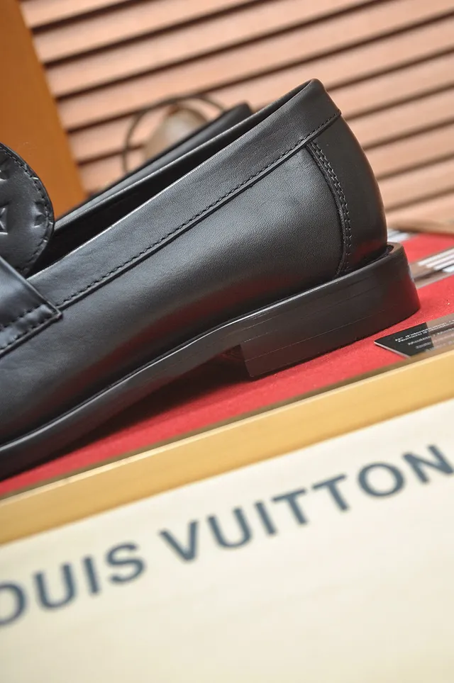 Louis Vuitton Black Leather Monogram-Embossed Strap Loafer 2
