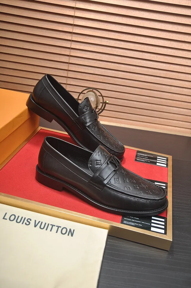 Louis Vuitton Black Leather Monogram-Embossed Strap Loafer 3